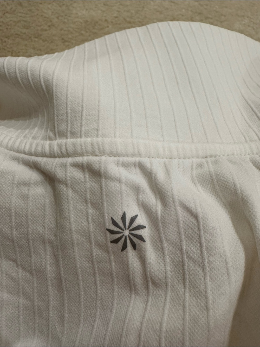 Athleta White Ribbed Long Sleeve Top - Picture 3 of 3